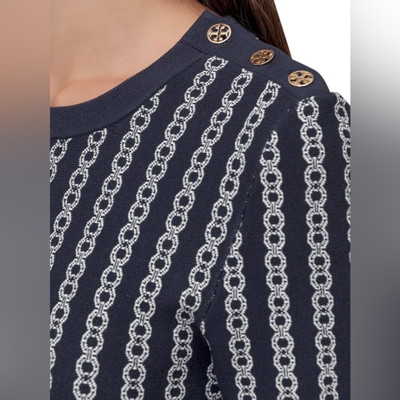 New Tory Burch Gemini Link Jacquard Dress - Picture 3 of 7